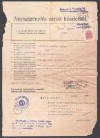 1943 Anyagigénylés zárolt készletből nyomtatvány - Böröndy Zoltán cégnél, Győr