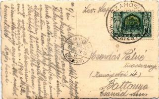 1940 Szamosújvár, Gherla; Sétatér, híd / promenade, bridge, riverside. photo + "1940 Szamosújvá...