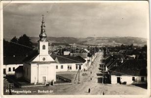 1943 Magyarlápos, Oláhlápos, Targu Lapus; Borkúti út, templom, Tulics György és István üzlete / street view, church, shops (EK)