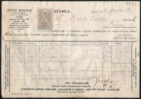1942 Opitz Rudolf Borpincészete, Rum-és Likőrgyára, Győr fejléces számla