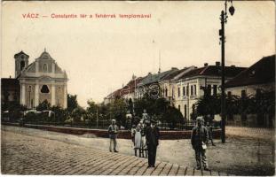 1913 Vác, Constantin tér, fehérek temploma, Emke kávéház (EK)