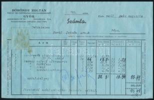 1942 Böröndy Zoltán Vegyi- és Festékárúnagykereskedő fejléces számla