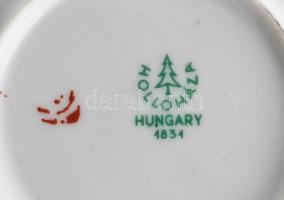 Hollóházi fekete-fehér retró design kávés, mokkás készlet. Hatszemélyes (kiöntő, cukortartó, tejszín...