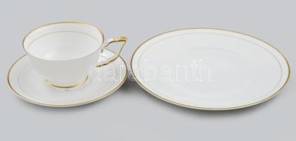 Weimar antik tejporcelán reggeliző szett, aranyozással, jelzéssel, hibátlan, d: 20 cm