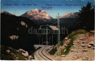 1914 Tátra, Magas-Tátra, Vysoké Tatry; Villamos vasúti pálya / Elektrische Bahnstrecke / Electric tramway, railway tracks (EK)