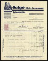 1935 Salgó likőr- és rumgyár, Salgótarján fejléces számla