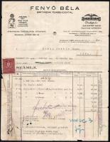1930 Fenyő Béla Brit-Indiai Teabehozatal - Pekarek Tea, Van Houten Cacao - fejléces számla, szakadás