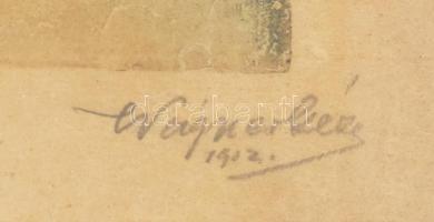 Wagner Géza (1879-1939): Patak mentén, 1912. Színes akvatinta, papír, jelzett, lap széle kissé folto...