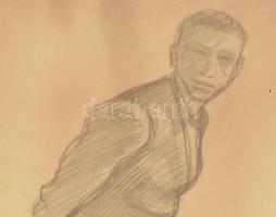 Báró Mednyánszky László (1852-1919): Alak (tanulmány). Ceruza, papír. Jelezve jobbra lent. Mednyánsz...