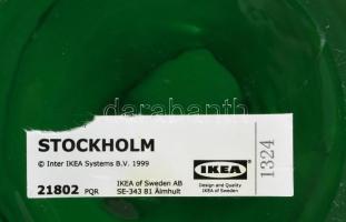 Ikea Stockholm zöld váza, anyagában színezett, alján címkével jelzett, minimális kopottsággal, m: 39...