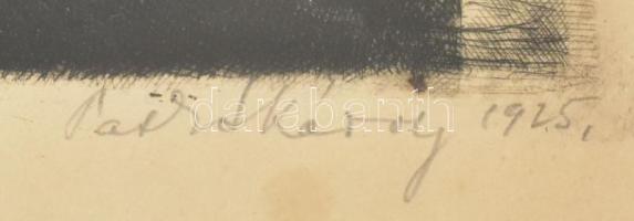 Patkó Károly (1895-1941): Fürdőzők pihenője. Rézkarc, papír, jelzett. Üvegezett fakeretben, 23×25 cm...