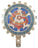 Svájc DN "Automobile Club der Schweiz (Svájci Autó Club)" részben zománcozott, ezüstözött autóra szerelhető fém jelvény (~70mm) T:XF kopott ezüstözés Switzerland ND "Automobile Club der Schweiz" partially enamelled, silver plated metal car mountable badge (~70mm) C:XF worn silver plating