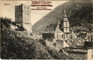 Brassó, Kronstadt, Brasov; Fekete templom és torony. Földes féle Margit Creme reklám / church, tower. Cosmetic cream advertisement (EK)