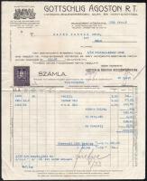 1930 Gottschlig Ágoston R.T. Likőrkülönlegességek, Rum- és Konyakgyára - Cs. és Kir. udvari szállító fejléces számla