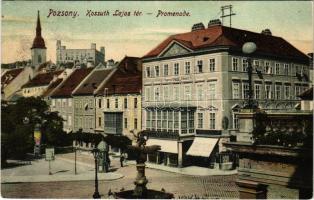 1908 Pozsony, Pressburg, Bratislava; Kossuth Lajos tér, vár, Dr. Bugel fogorvosi rendelője / square, castle, dentist (EK)