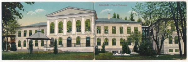 1916 Szliács, Sliac; Pest- és Pestszárny szálloda. Molnár M. kiadása. 2-részes kihajtható panorámalap / spa, hotels. 2-tiled folding panoramacard (EK)