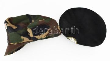 Fegyveres Biztonsági Őrség barettsapka + tábori sapka, jó állapotban