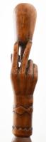 Fogolytábor 1915 faragott fa sétabot, aprólékos faragással, jó állapotban, h: 96 cm