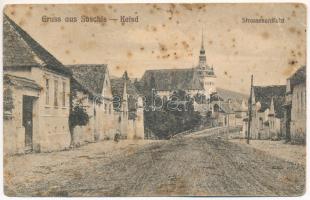 Szászkézd, Kaisd, Keisd, Saschiz; Strassenansicht / Evangélikus templom, utca. Kiadja J. H. Bodendorfer / Lutheran church, street view (b)