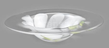 Skandináv retro üvegkínáló, alján jelzéssel, hibátlan, d: 26,5 cm, m: 6 cm