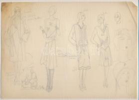 Galambos Margit (?-?), működött 1920-30 körül, 2 db mű: Divatrajzok, 1930 körül. Ceruza, papír és há...