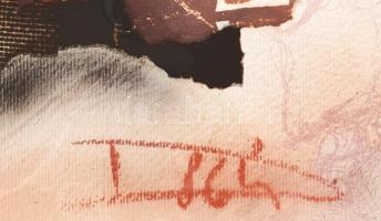 Dús László (1941-): Színek játéka (cím nélkül), 1986. Vegyes technika, kollázs, papír, jelezve jobbr...