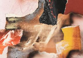 Dús László (1941-): Színek játéka (cím nélkül), 1986. Vegyes technika, kollázs, papír, jelezve jobbr...