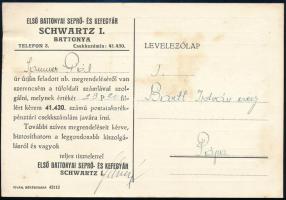 1938 Battonya, Első Battonyai Seprő- és Kefegyár fejléces számla / Levelezőlap