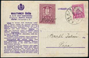 1927 Mauthner Ödön Magtermelő és Magkereskedelmi R.T. fejléces számla / levezőlap
