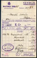 1927 Mauthner Ödön Magtermelő és Magkereskedelmi R.T. fejléces számla / levezőlap