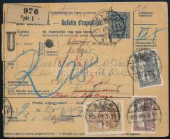 1923 Csomagszállító 3 bélyeggel Győrből Kecskemétre, majd továbbküldve Szegedre
