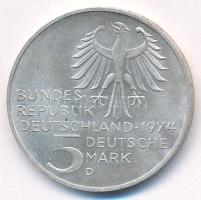 Német Szövetségi Köztársaság 1974D 5M Ag "Immanuel Kant születésének 250. évfordulója" T:X...