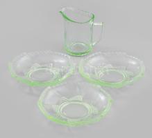 Vintage, art deco stílusú üreg 3 db kínáló tálka 15 cm + kiöntő 10 cm