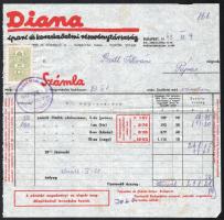 1942 Bp., Diana Ipari és Kereskedelmi R.T. fejléces számla