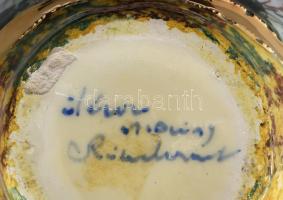 Séte Cival jelzéssel. Halas porcelán. Kézzel festett, jelzett, alján lepattanással, 12 cm