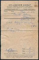 1942 Szombathely, Holländer Adolf Bélyegzőgyártó, Vésnökmester, Bélyegzőcikkek és Írógép Kereskedő fejléces számla
