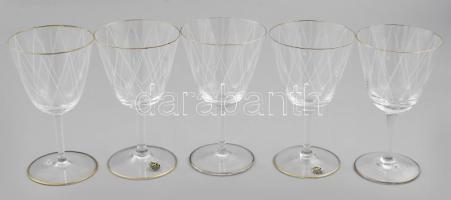 5 db Porschinger Glass Frauenau Brilliant likőrös pohár. Jelzett 14 cm cca 1950