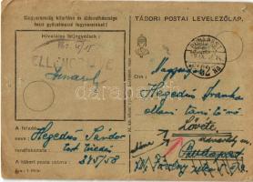 1942 Fülébe síró szél zenél... Tábori Postai Levelezőlap / WWII Hungarian military field post s: Gar...