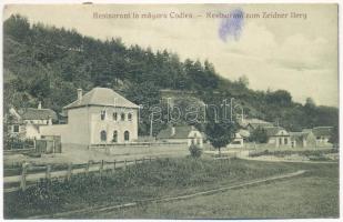 1926 Feketehalom, Zeiden, Codlea; Restaurant la magura / étterem. Kiadja H. Christel / restaurant (fl)