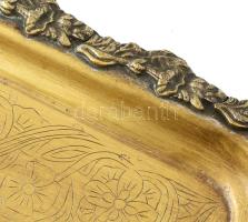 Réz masszív süteményes tálca gazdag díszítéssel 25x65 cm