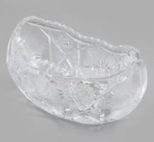 Hámozott és csiszolt mintás kristály kínáló, jelzés nélkül, hibátlan, 26x16x13 cm