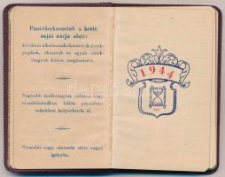 1944 Hazai Bank Rt. zsebnaptár, bejegyzések nélkül, aranyozott egészvászon kötésben, jó állapotban