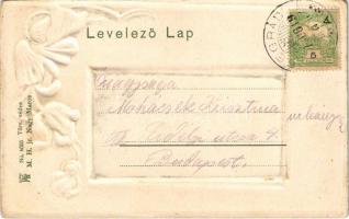 Visegrád, vár romjai. Dombornyomott szecessziós litho, Art Nouveau, floral (EK)