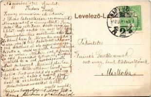 1912 Nagyvárad, Oradea; Fekete Sas szálloda, piac, villamos Ernyei Lajos üzlete, Magyar bank. Benkő ...