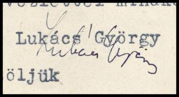 1947 Lukács György (1885-1971) filozófus gépelt levele, Szekeres György (1914-1973) újságíró, műford...