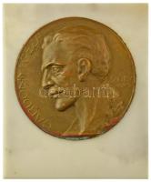 Sződy Szilárd (1878-1939) 1929. Gárdonyi Géza egyoldalas bronz plakett márványlapon (plakett 91mm, márványlap 110x132mm) T:AU plaketten kis patina