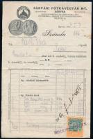 1927 Sárvári Pótkávégyár R.T. fejléces számla