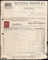 1929 Gottschlig Ágoston R.T. Likőrkülönlegességek, Rum- és Konyakgyára cs. és kir. udvari szállító fejléces számla