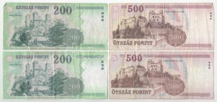 10db-os forint bankjegy tétel, közte 1968. 100Ft (3x) + 1983. 50Ft (2x) + 1984. 100Ft + 1998. 500Ft ...