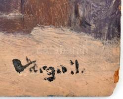 Varga I jelzéssel: Menyecske. Olaj, karton, szélén kissé sérült. 35x25 cm
